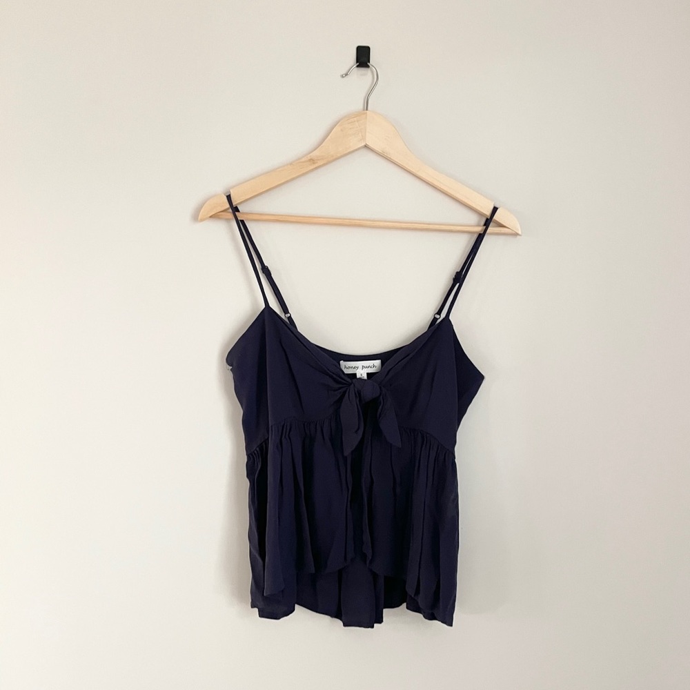 Navy Tie-Front Cami Top